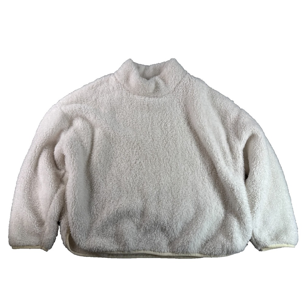 Calvin Klein Performance Sherpa Pullover Womens XL White Fleece Mock Neck Cozy